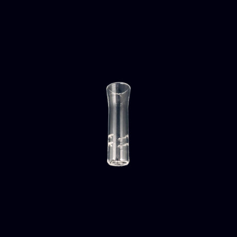 A clear plastic tube with a black background