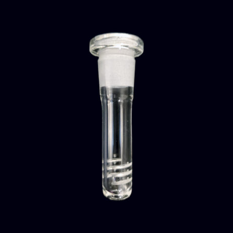 A clear glass tube with a black background