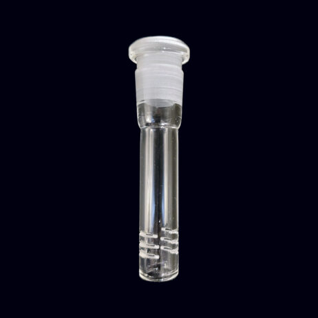 A clear glass tube with a white cap.