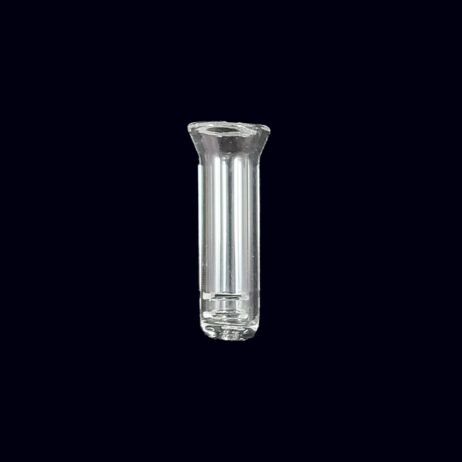 A glass tube is shown with a black background.