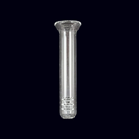 A glass tube is shown with a black background.