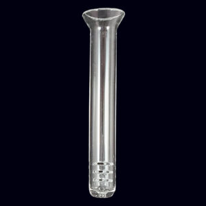 A glass tube is shown with a black background.