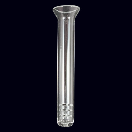 A glass tube is shown with a black background.