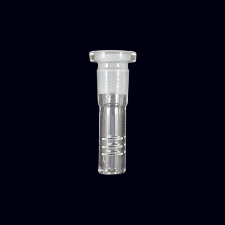 A clear glass tube with a black background