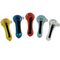 Dichroic glass handpipe solid color body with dichroic strip 5 color variations portable smooth hits