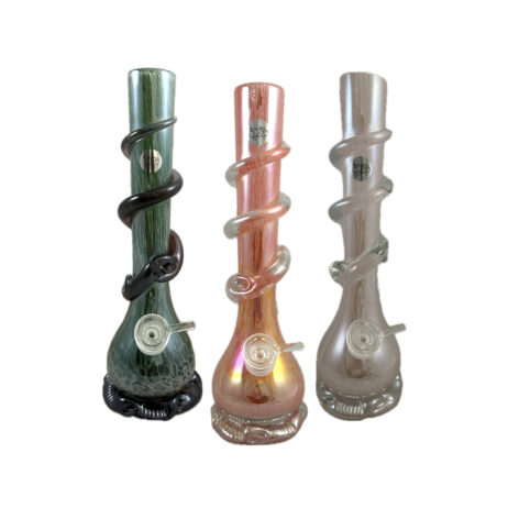 12” Soft Glass Bong/wrap around spiral with glass on glass diffusion system