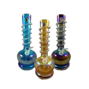 14” Heavy Soft Glass Bong in 3 Metallic Colors and a Glow-in-the-dark Wrap