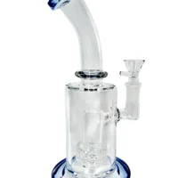 10” Glass Bong with Perc- Bowl and Banger Included- Blue Accents