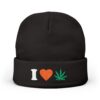Embroidered "I Heart Weed" Knit Beanie - Cozy Cannabis Love Winter Hat