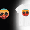 Retro Sunset Palm T-Shirt – Vintage Striped Beach Tee | Classic Summer Graphic Shirt