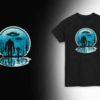 Alien Encounter Retro Graphic Tee – UFO & Bigfoot Silhouette Shirt | Sci-Fi Streetwear