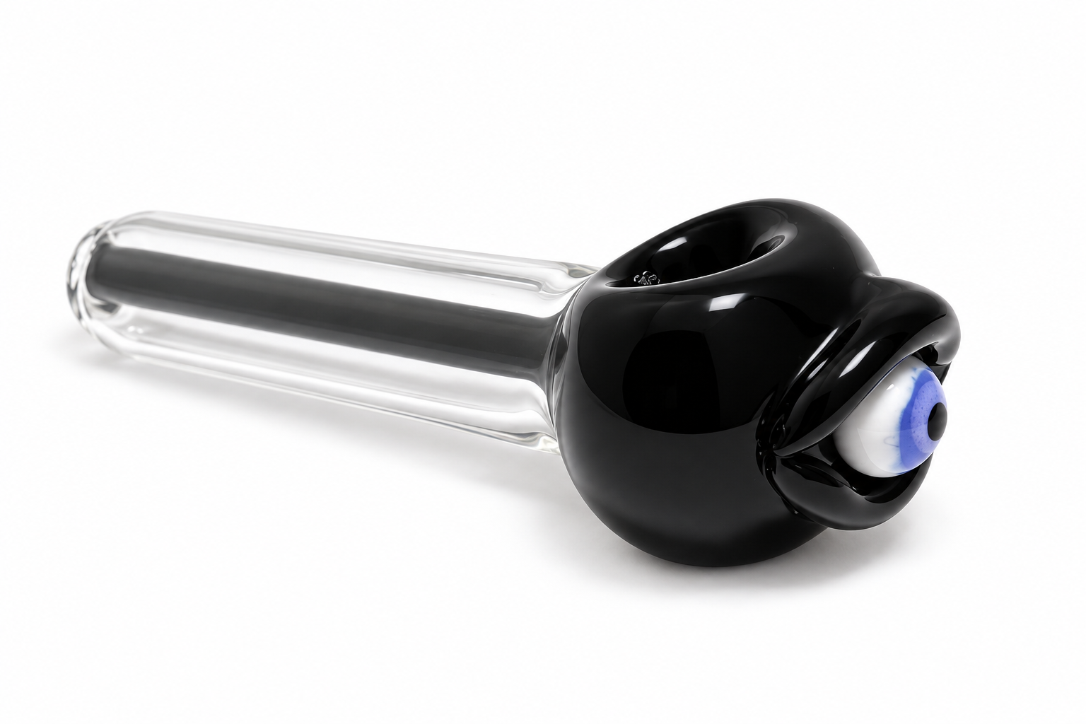 4-Inch Black & Clear Glass Hand Pipe