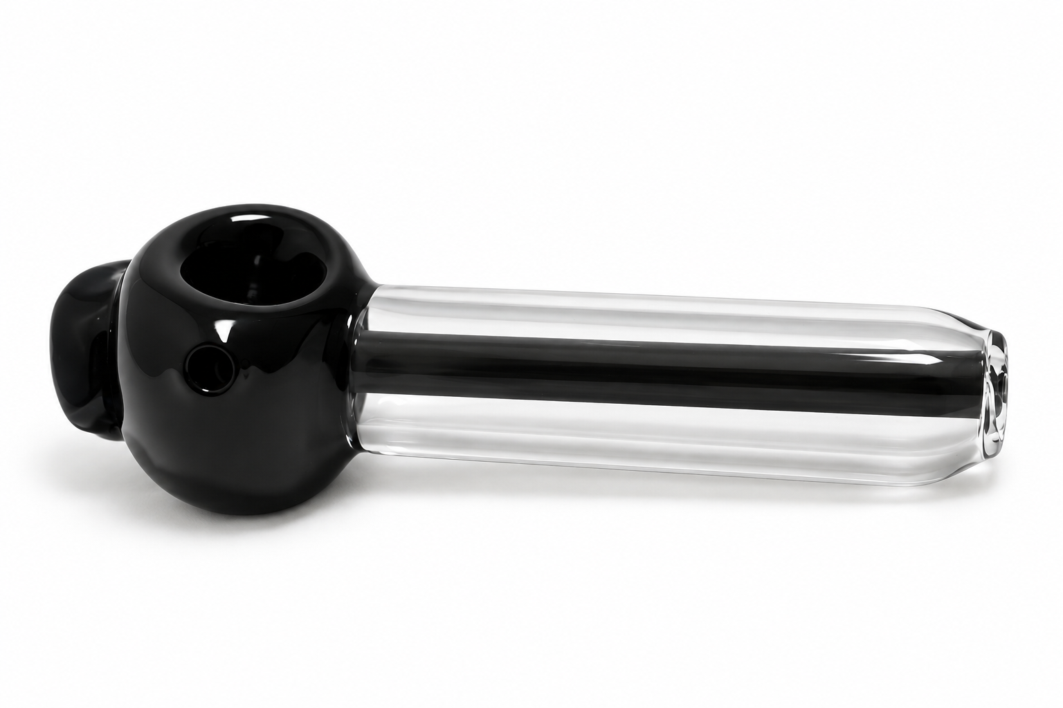 4-Inch Black & Clear Glass Hand Pipe - Image 4