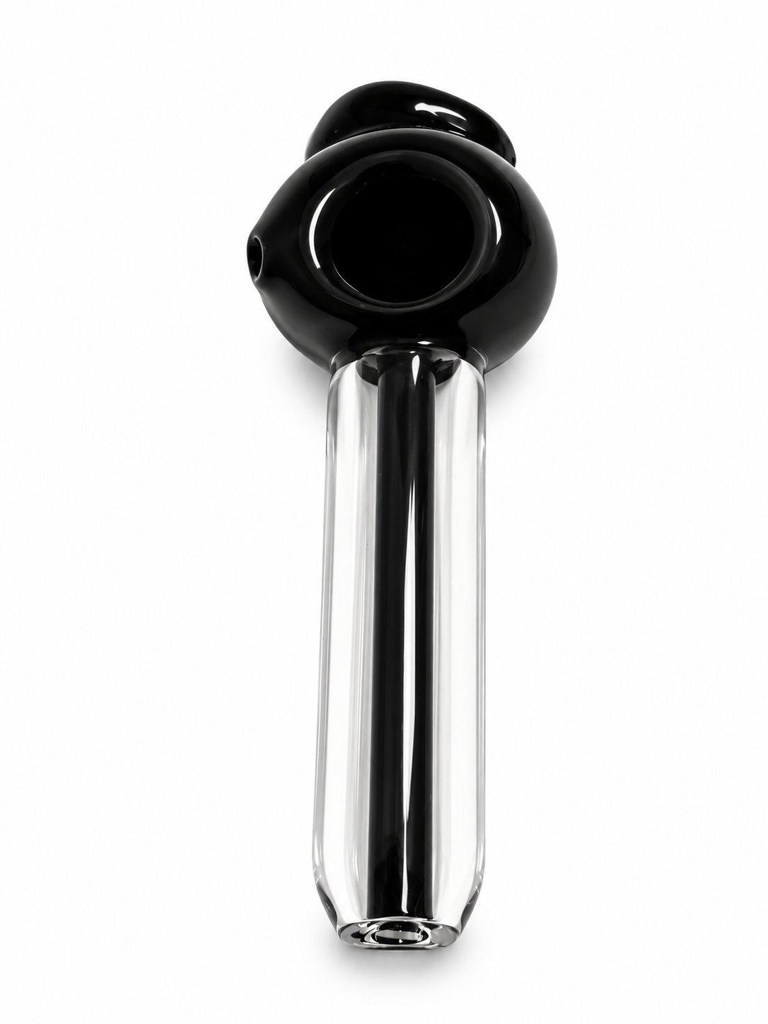 4-Inch Black & Clear Glass Hand Pipe - Image 3