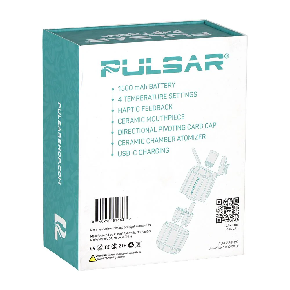 Pulsar Dabtron 2.0 electric dab rig packaging showing 1500mAh battery and product features
