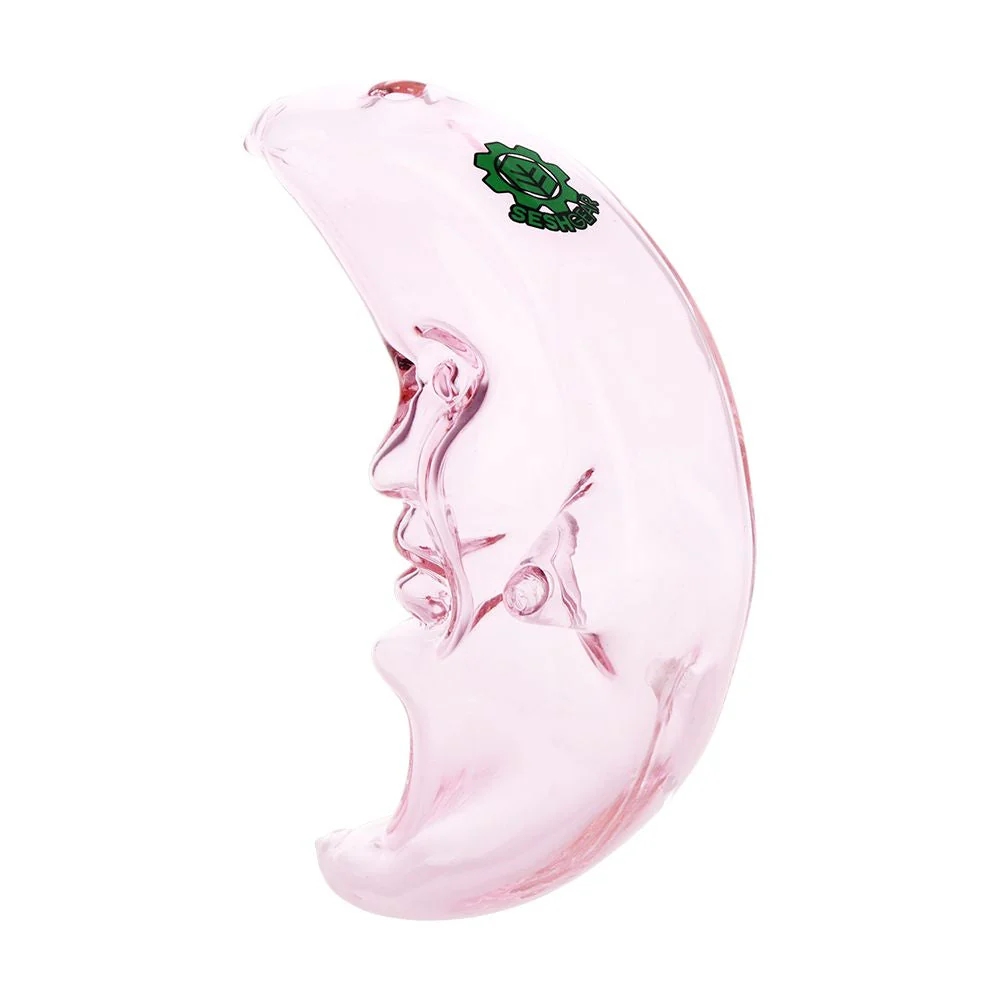 SeshGear Over The Moon 3.75 inch pink glass hand pipe profile
