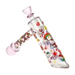 Happy Feels Kitty 6-inch glass bubbler with colorful character pattern