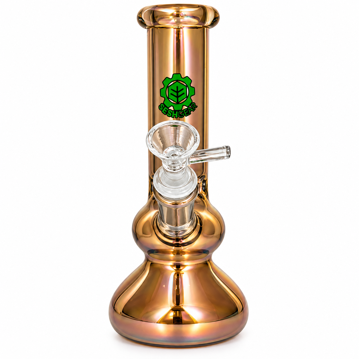 Seshgear Double Bubble 8-inch electroplated water pipe in Bronze front view