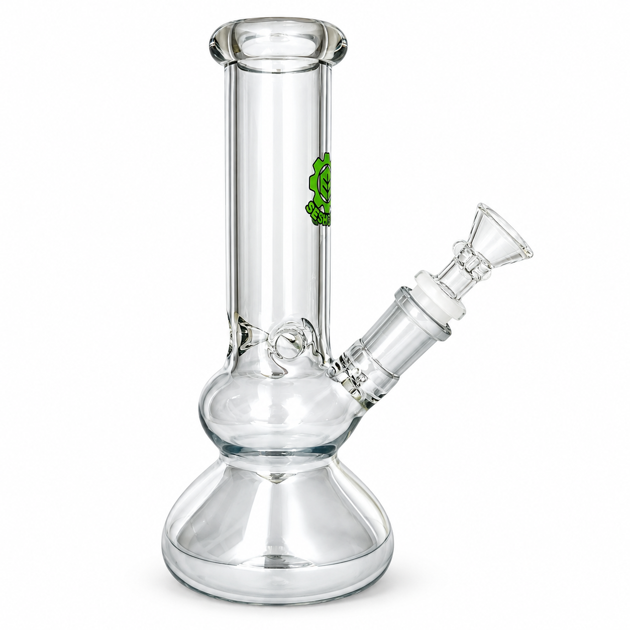 Seshgear Double Bubble 8-inch electroplated water pipe in Clear side view