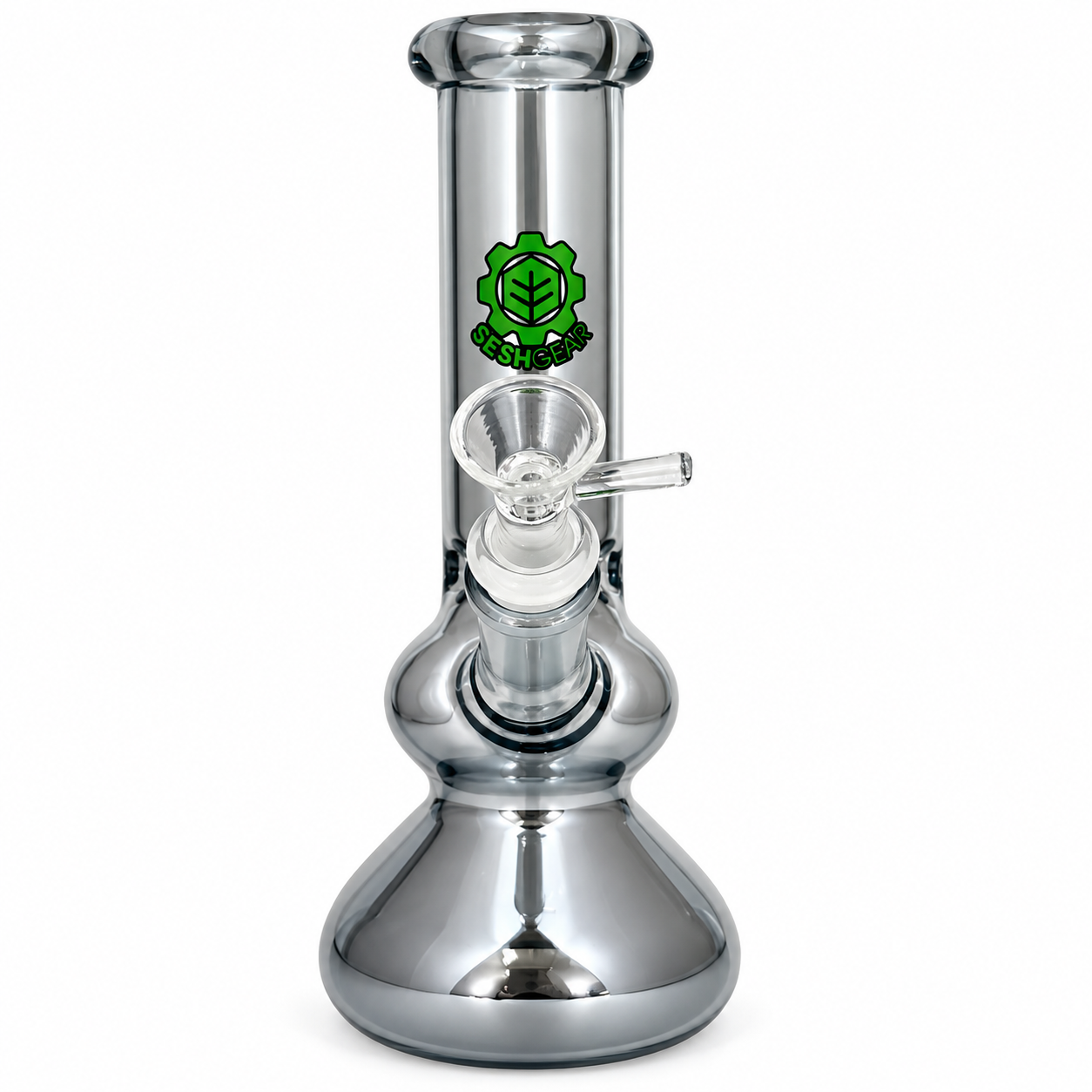 Seshgear Double Bubble 8-inch electroplated water pipe in Dark Gray front view