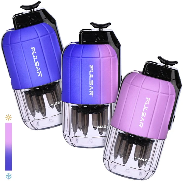 Pulsar Dabtron 2.0 electric dab rig with blue and pink Thermo color-changing finish