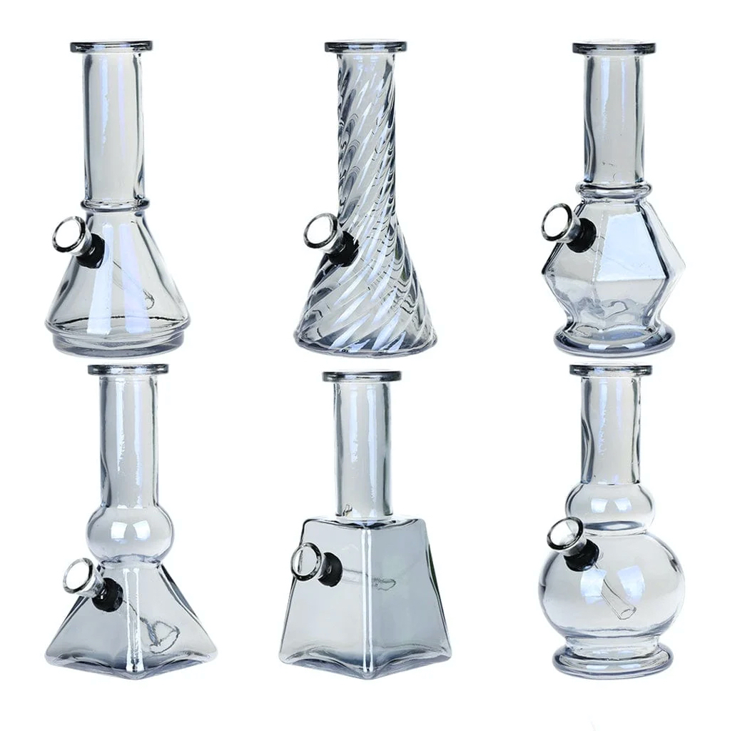 SeshGear Smoky Mini Glass Bong angled view